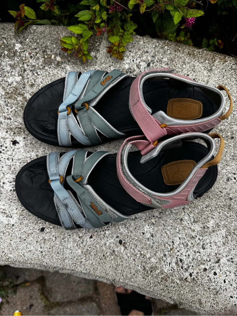 Teva Women’s Multi-Strap Sport Sandals in Pink and Light Blue